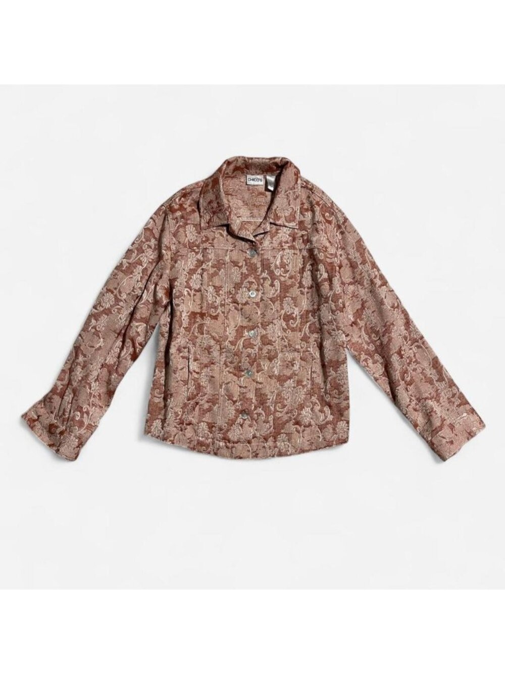 Chico's brown floral button up size L